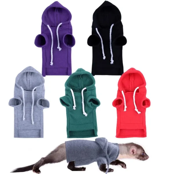 Sudadera con capucha de Hurón, suéter con cordón de Color sólido, forro polar grueso, ropa elástica para hámster y Guinea.